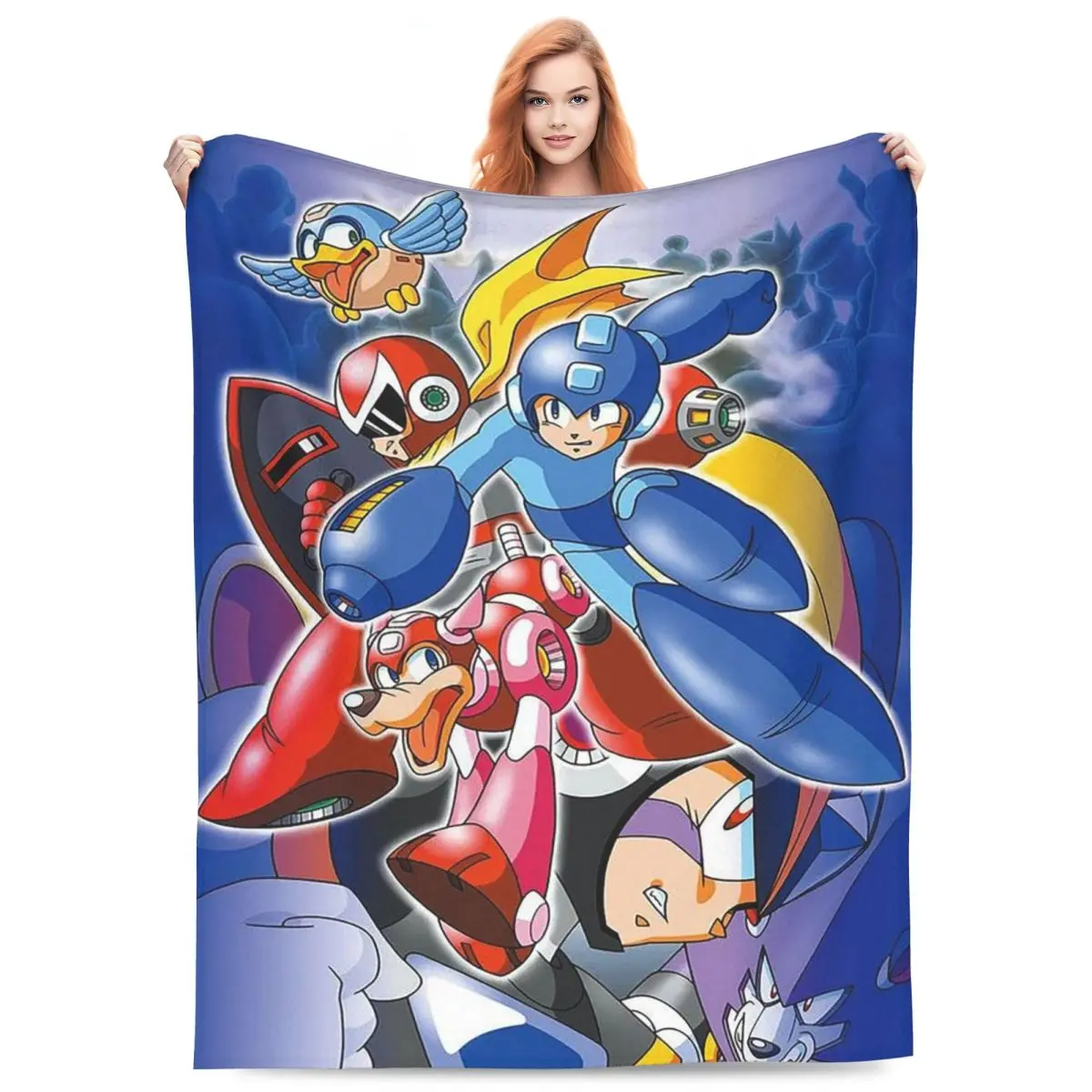 Megaman Boy Rockman Cannon Anime Blanket Fleece Sofa Throw Blanket Breathable for Couch Bedding Outdoor Throws Bedspread Quilt