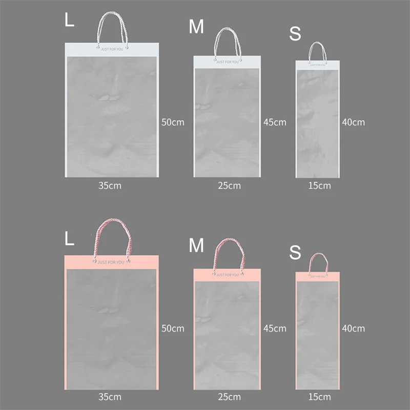 10Pcs Flower Packing Box Transparent Flower Bouquet Bagging Florist Decor Long Tote Clear Bag Collocation Packaging Bag S/M/L