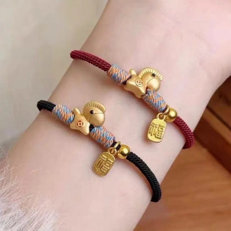 Nueva pulsera con diseño de cabrito adorable 2026, que aporta buena suerte continua a hombres y mujeres durante 26 años. Pulsera de cuerda tejida