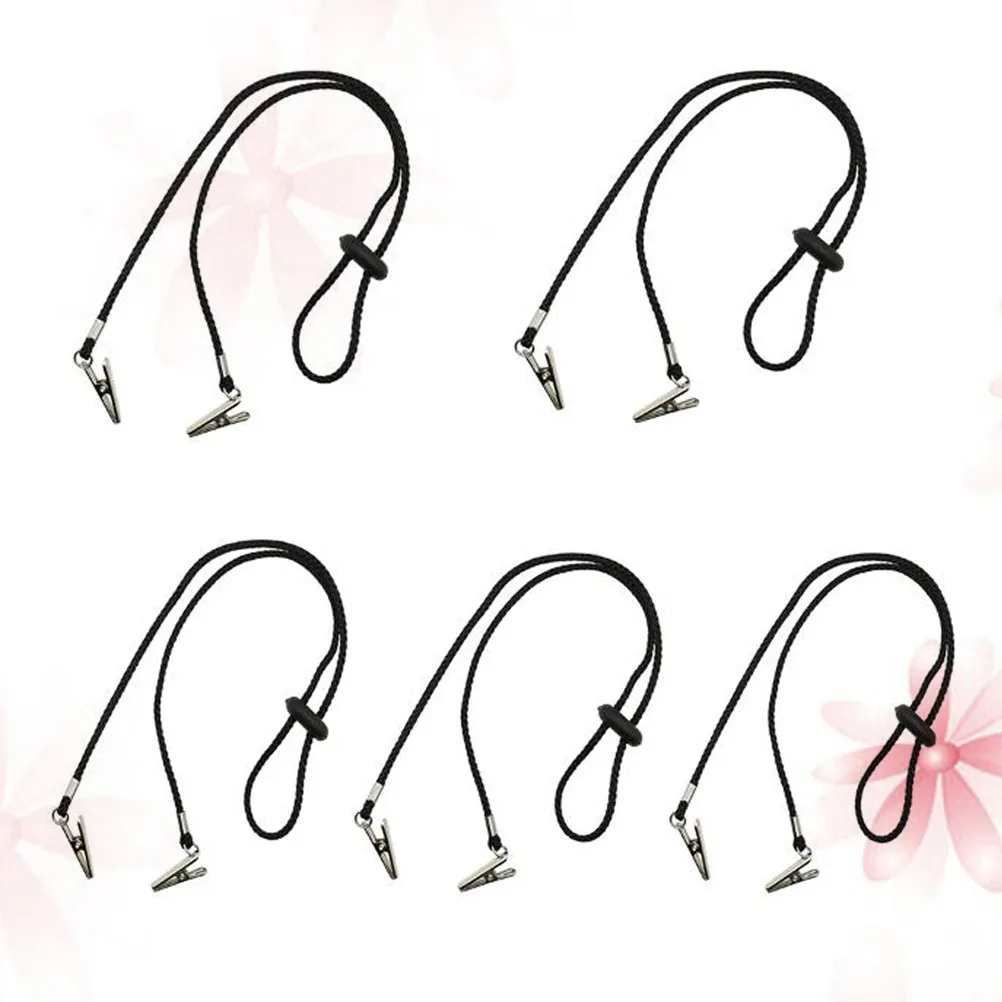 5Pcs Napkin Holder Chain Premium Nylon Material Two Alligator Clips Adjustable Fit for Adults Elderly Meal Time Clothes