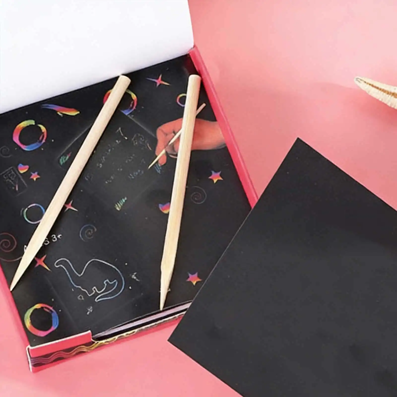 DIY Scratch Paper Black Surface Thick Creative Educational Drawing Bamboo Stick Painting Set Scratching Drawing