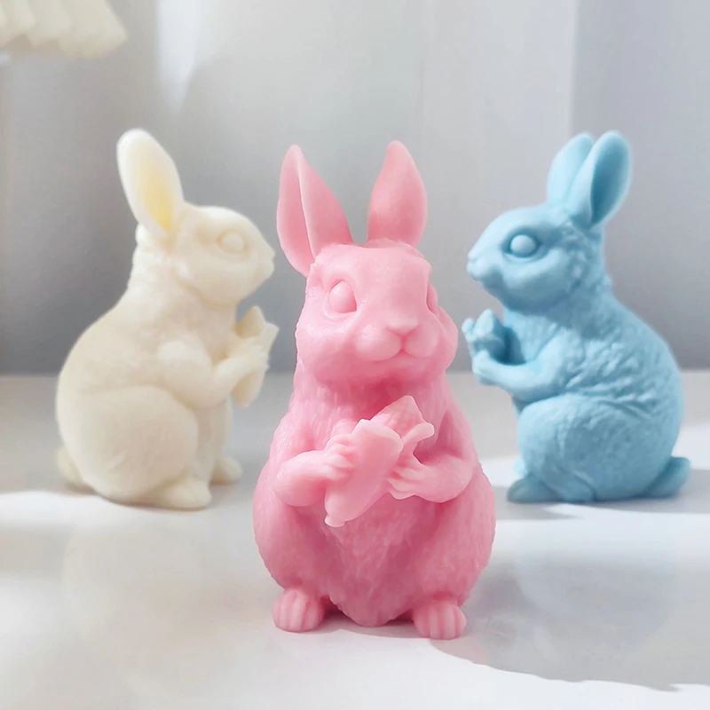 Cute vertical-eared rabbit mold for pets, handmade resin rabbit figurine, gypsum animal, Rabbit Chocolate Mold