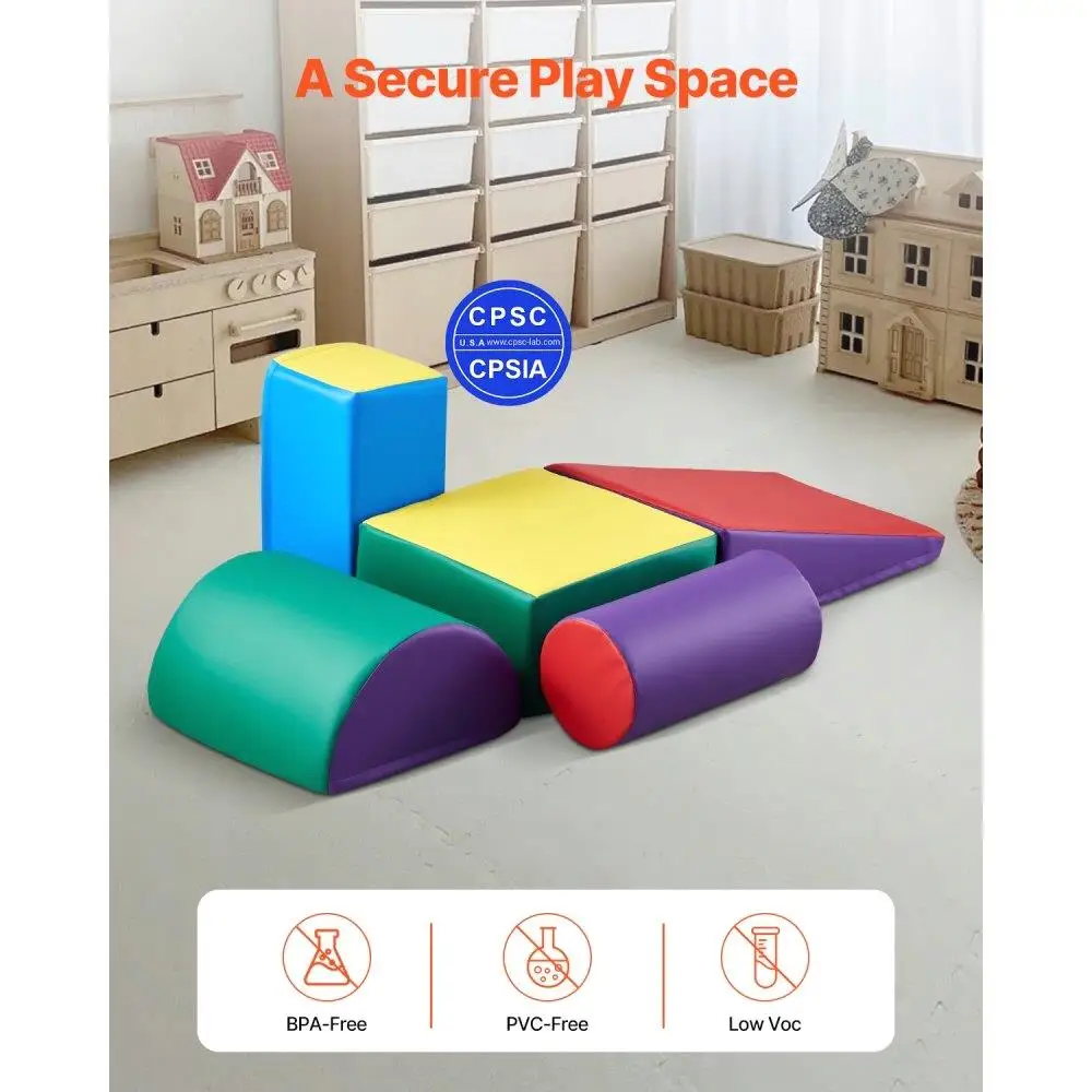 Набор блоков для скалолазания из мягкой пены для малышей, игры в помещении, безопасные обучающие игрушки, 5-компонентное детское альпинистское снаряжение