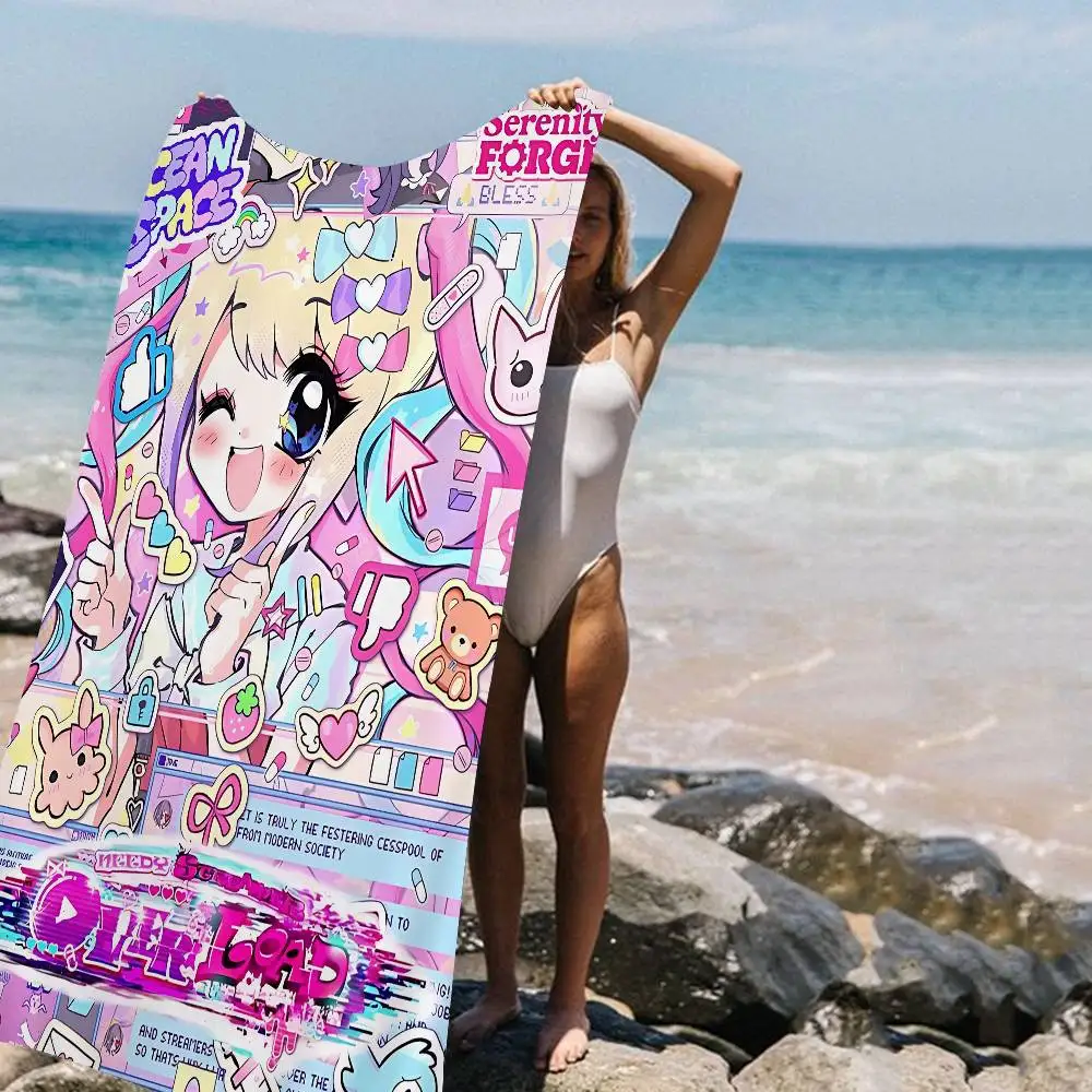 Needy Girl Streamer Overload Anime Microfiber Printed Beach Towel Mountain Climbing Beach Swimming Running Absorbent Soft Towel
