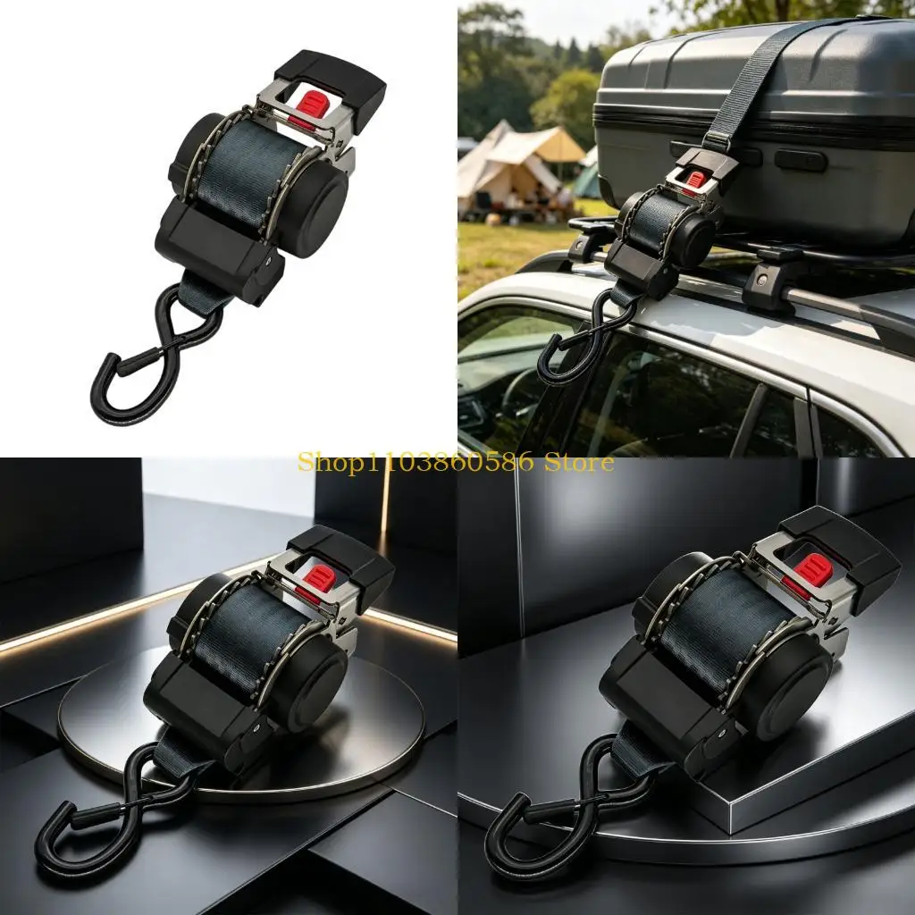 242A 4M Long Strong Auto Extending Straps With 3 Position Adjustment For Boats Motorcycles And Trucks