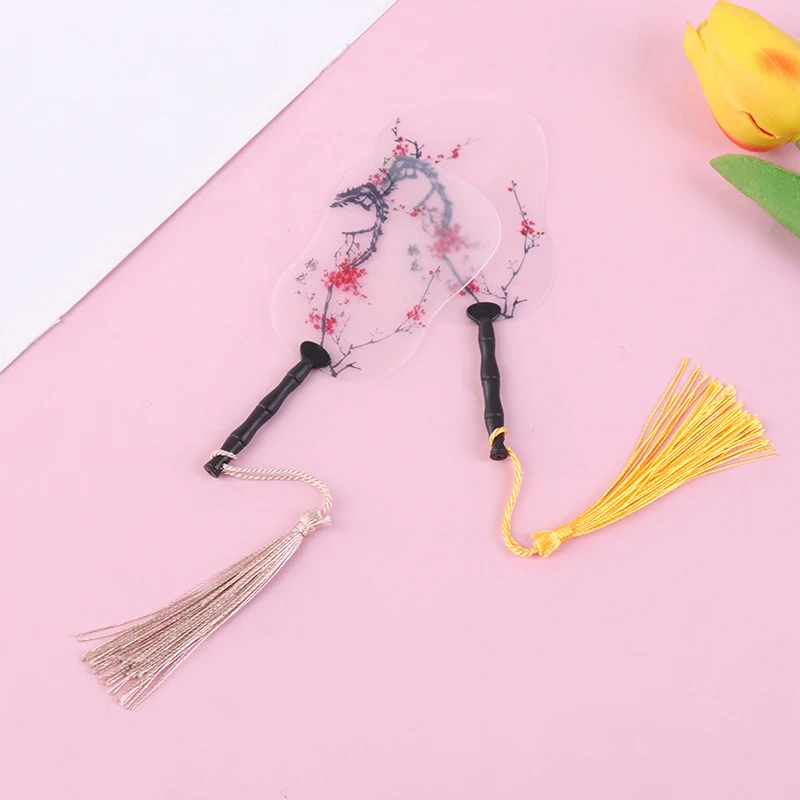 

2pcs Retro Dollhouse Miniature Chinese Style Fans Tassel Double-sided Palace Court Fan Model Toy Home Decor DIY Accessories