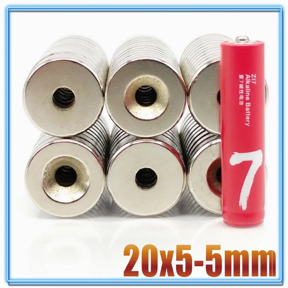 5 ~ 300Pcs Magnete Al Neodimio 20x5 20x3 Foro 5 N35 NdFeB Rotonda Super Potente Forte magnetico permanente imanes Disco 20*3 20*5 Hole5