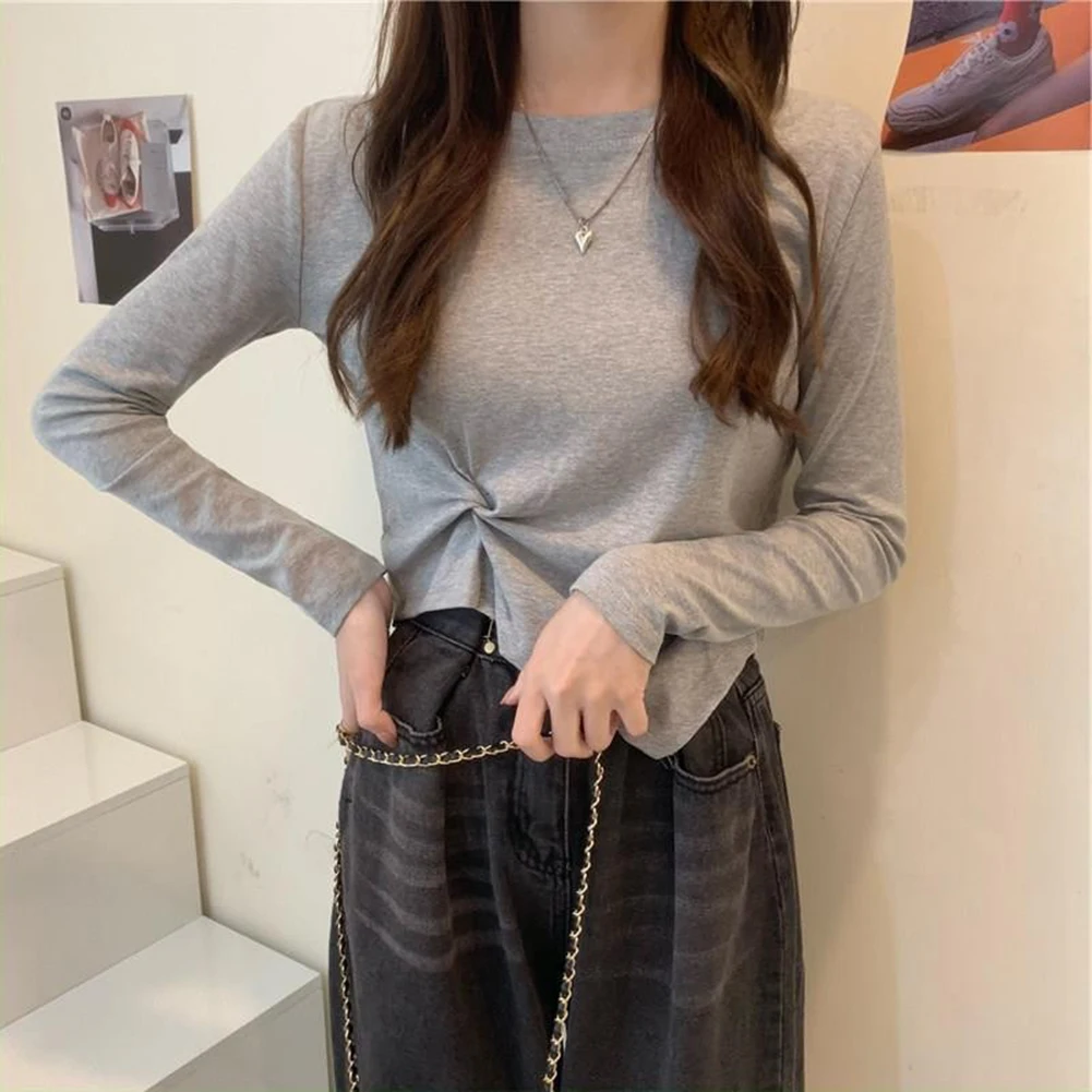 Irregular longsleeved bottoming shirt with offshoulder top created for women for daily club vacation and home activities
