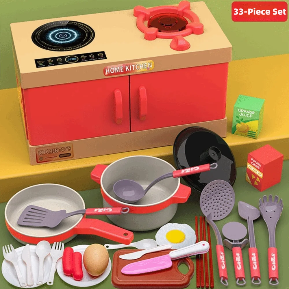 Fun Cooktop Play Cooking Set Cooking Utensils Kettle Kitchen Playset Pot Pan Play House Simulation Children's Educational Toy