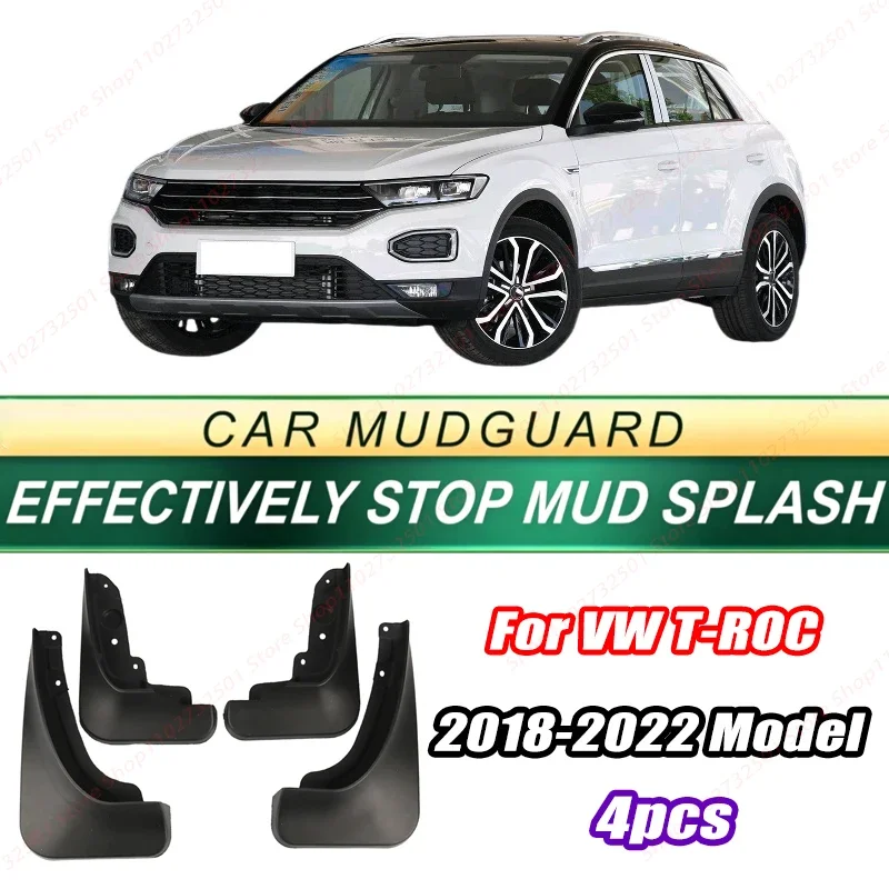 For VW T-ROC 2018-2022 Model 4PCS Front Rear Mud Flaps Splash Guards Fender Mudguards Auto Accessories