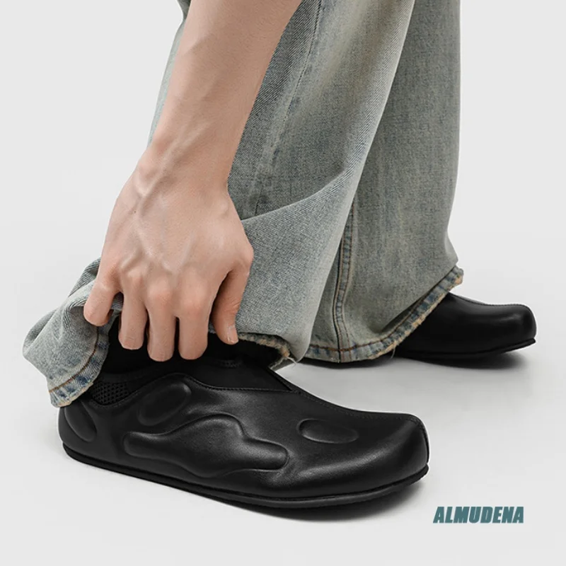 Silver Metallic Men's Casual Slip-On Shoes Round Toe Low Top Streetwear Outdoor Minimalist Fashion Comfortable Daily Work Shoes view 5