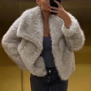 تراف لون معدني سترة قماش سترة للنساء طوق فضفاض معطف طويل الأكمام 2023 خريف شتاء أنيق ملابس خارجية أنثى أفضل 12 معاطف نسائية مبيعا - رقم 2