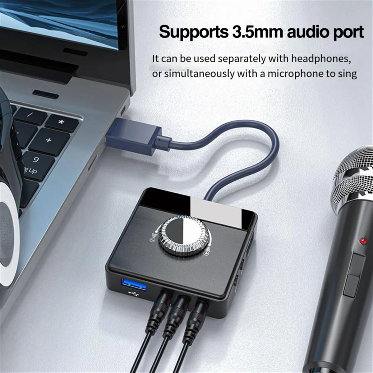 USB External Sound Card 3.5mm Jack Volume Adjustable Tablet Computer Microphone Phone External Stereo Audio Adapter