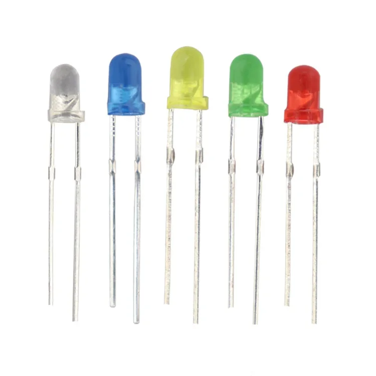 50PCS 3mm Super Bright Round Hat LED Light Diode Water Clear White Red Yellow Green Blue DIP Led F3 DIY New