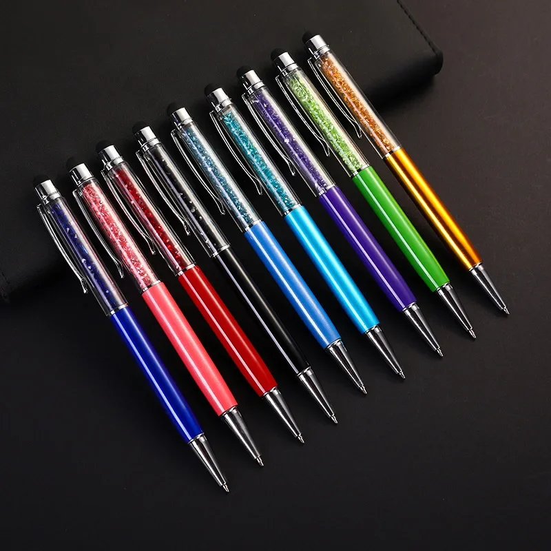 

24pcs Creative rotating metal ballpoint pen gift advertising diamond crystal pen iPad touch capacitor pen B