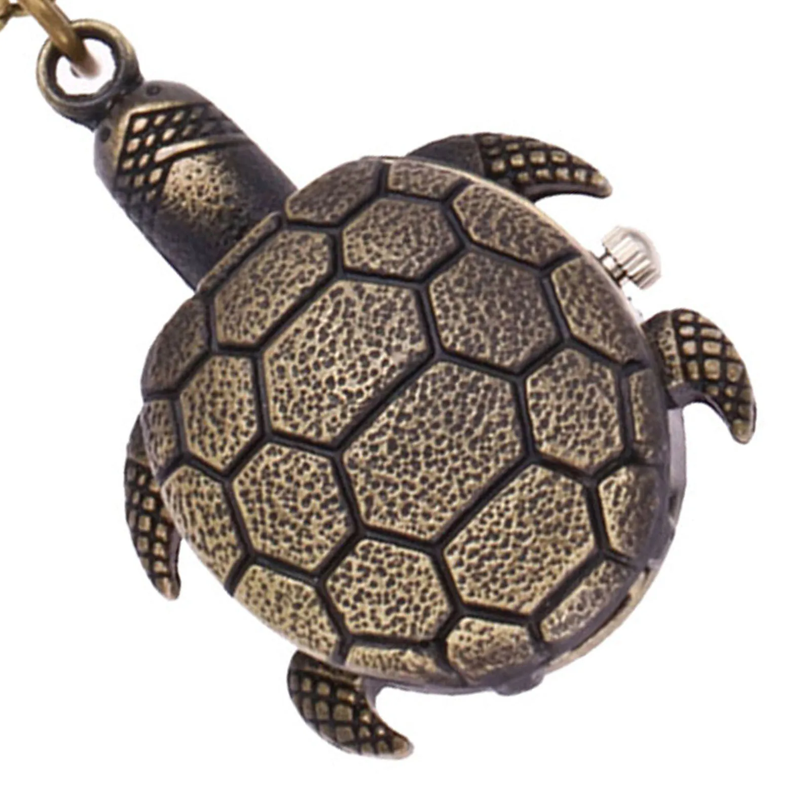 1 قطعة ساعة الجيب الكوارتز الرجعية الكلاسيكية سبيكة السلاحف تصميم سلسلة هدية نمط السلحفاة ساعة الجيب