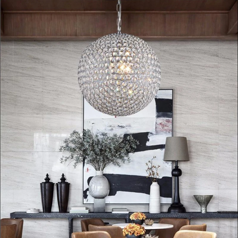 New Modern Crystal Ball Led Pendant Light Circular Chandelier Home Decoration Living Dining Room Ceiling Lamp