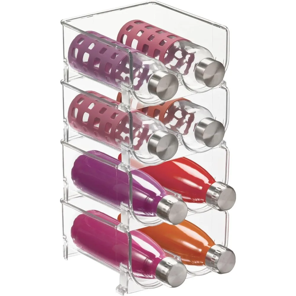 Plastic Stackable Water Bottle Holder Bin, Storage Organizer for Kitchen Countertops, Cabinets, Pantry, Fridge, Refrigerator,