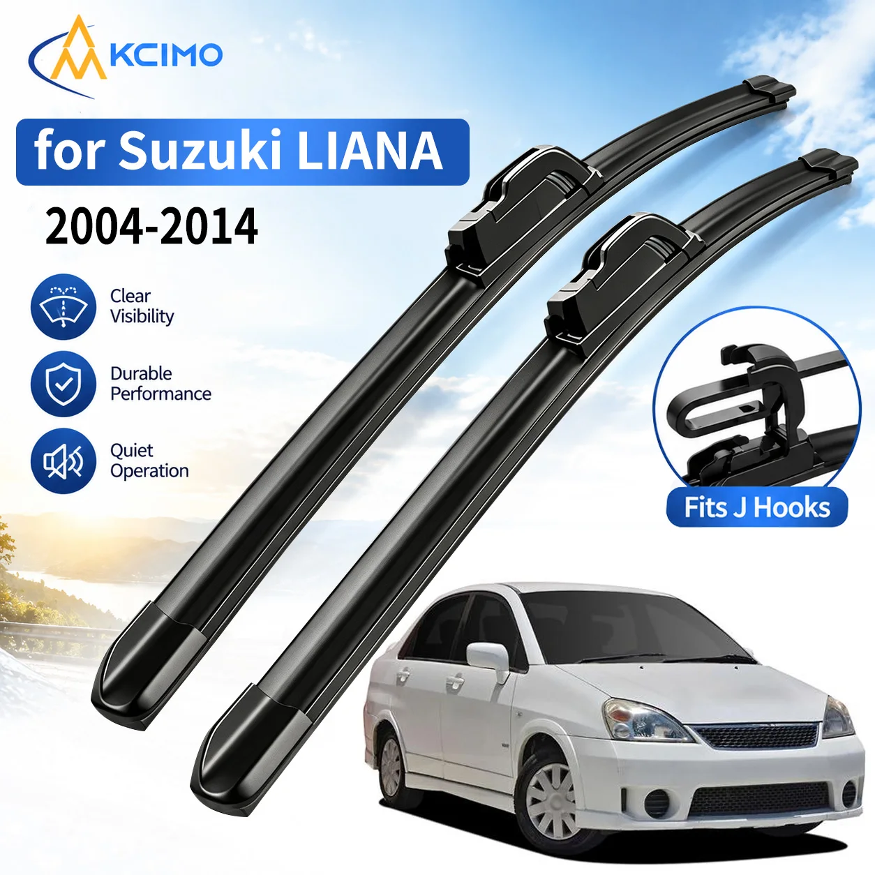 U/J Hook Type Car Wiper Set 22"+19" Windshield Wipers For Suzuki LIANA 2004-2014 High Quality Front Window Wiper Blades