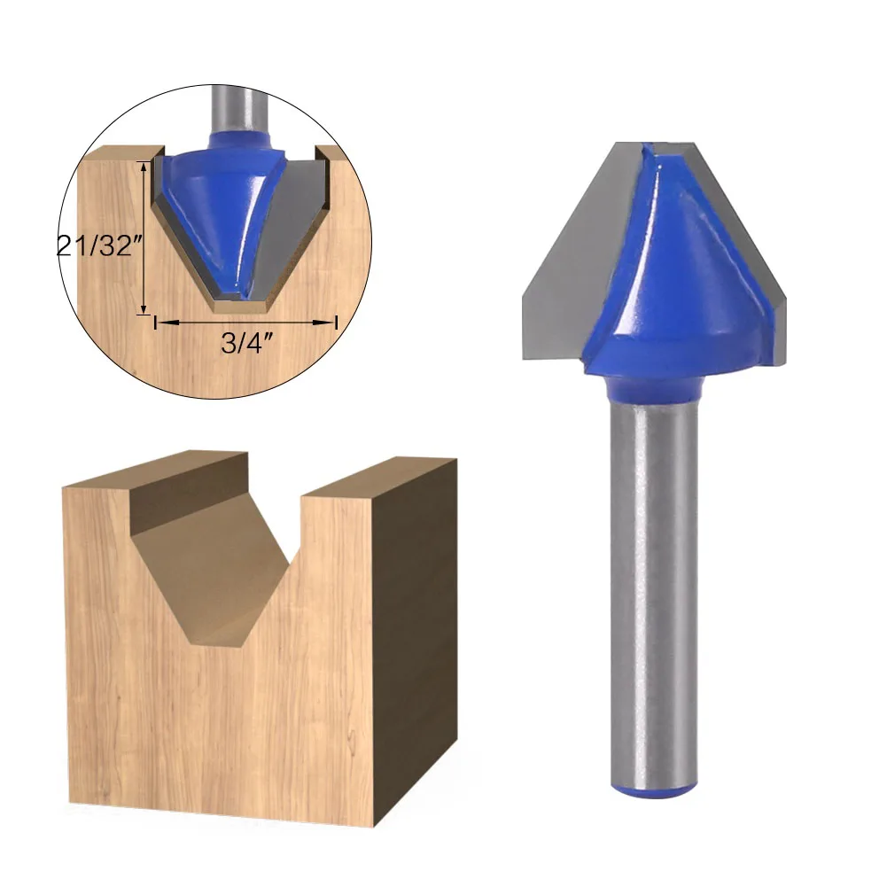 Flat Head Router Bit High Strength Milling Cutter Resistance To Bending V-shaped 60 Degrees Grooving And Scraping Wood