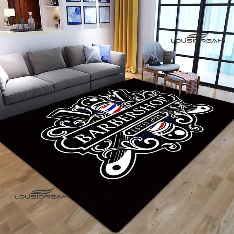 Barbershop logo retro custom carpet non -slip carpet living room bedroom carpet photography props yoga mats birthday gifts