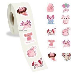 500pc Cute Axolotl Stickers for Children Kids Rolling Animal Salamander Roll Stickers Small Packaging Pack Stickers