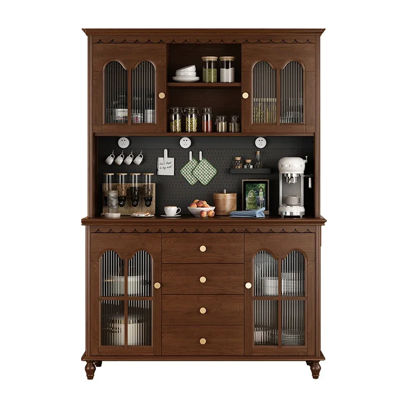 

Premium Solid wood dining side locker High retro against the wall restaurant storage cupboard Tea cabinet