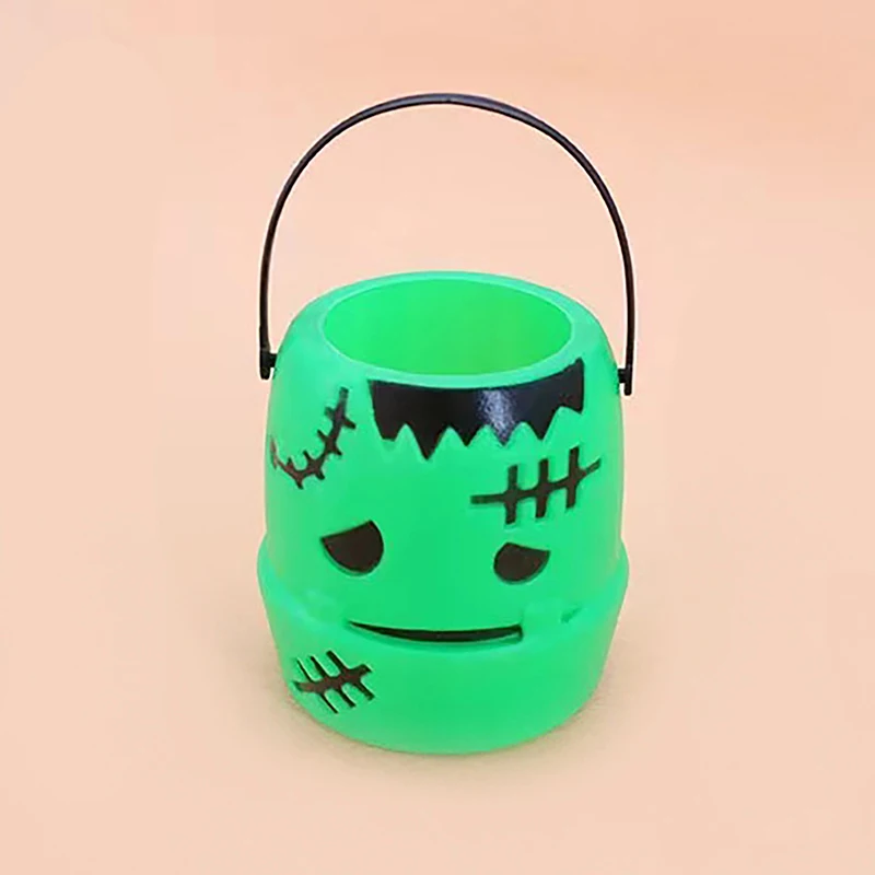 1Pc Mini Halloween Candy Bucket Witch Cauldron Pot Candies Buckets Skeleton Pumpkin Handheld Candy Jar Basket For Kids