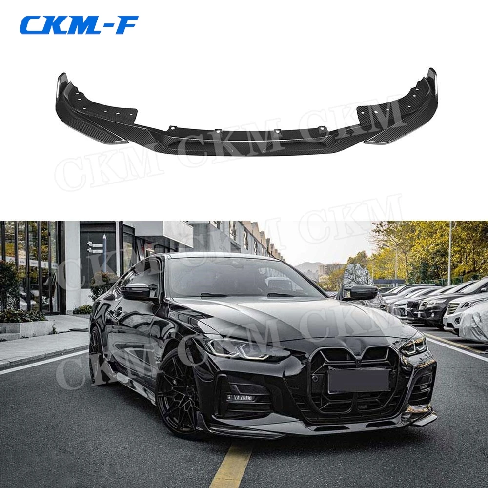 

Dry Forged Carbon Fiber Front Bumper Lip Splitters Chin Spoiler Car Accessories For BMW 4 Series G22 G23 Coupe 2021+ FRP Bodykit