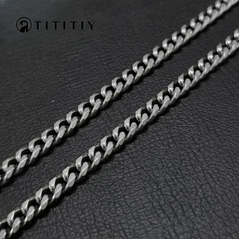 

New Pure Titanium Denim Chain Men's and Women's Necklace 7.0mm Handmade Polished Non Fading Anti Allergic Hip-hop Personality