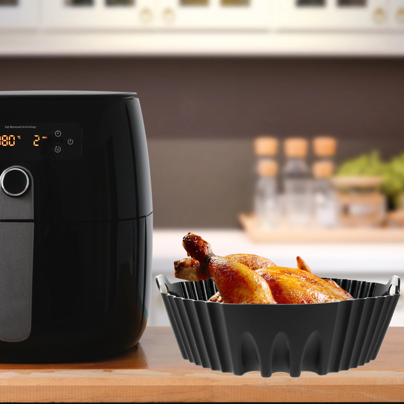 

Non Gray Airfryer Silicone Air Fryer Silcone Tray Circular Shape Air Fryer Silicone Tray Easy Clean Bakeware