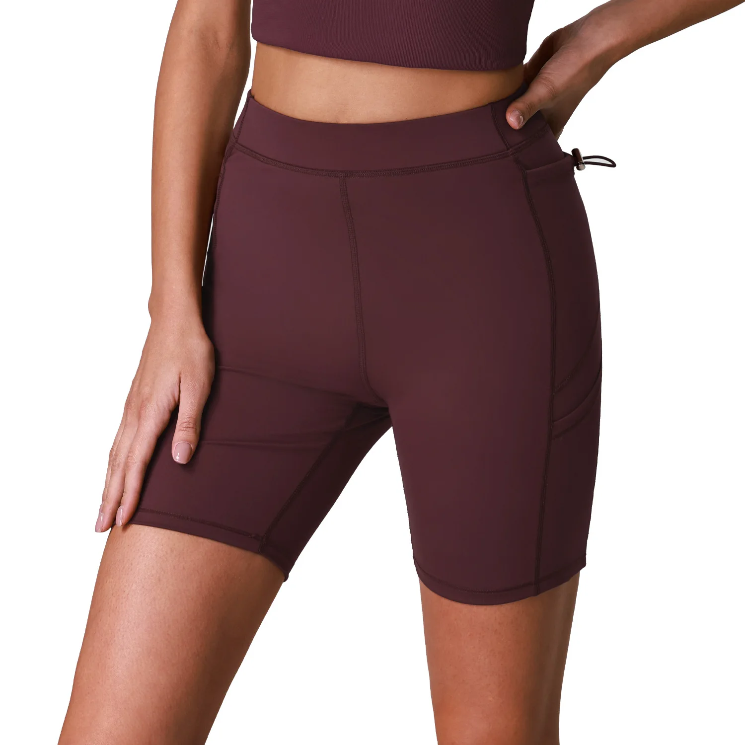 Gutashye Women Naked Skin High Waist Quick Dry High Elastic Tummy Lift Hip Sculpt Knee Length Yoga Cycling Sports Capri Shorts