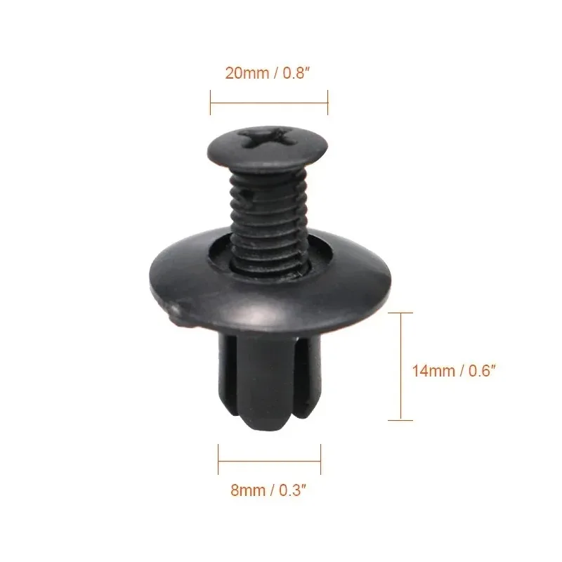 8mm Plastic Rivets Fasteners Screw Car Bumper Fender Black Rivet Car Fastener Clips for Toyota Focus Kia Nissan YamahaXXL