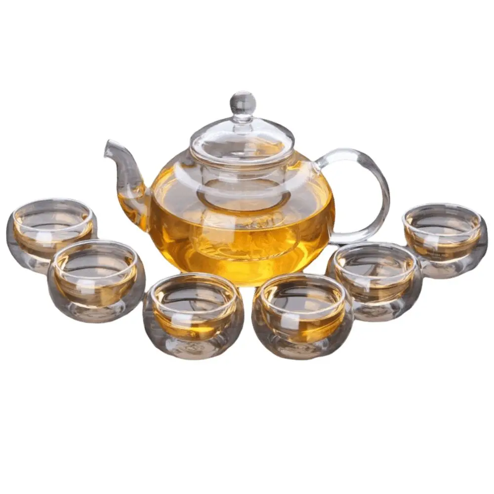 Elegant 400/600ml Japanese Style Tea Pot Heat Resistant Clear Glass Tea Cup Set Portable Large Capacity Teapot Kit Tea Lovers