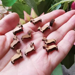 10 pcs flat back wood sausage-dog dachshund/miniatures animals Cabochons/figurine/gnome/moss terrarium decor/crafts/DIY supplies