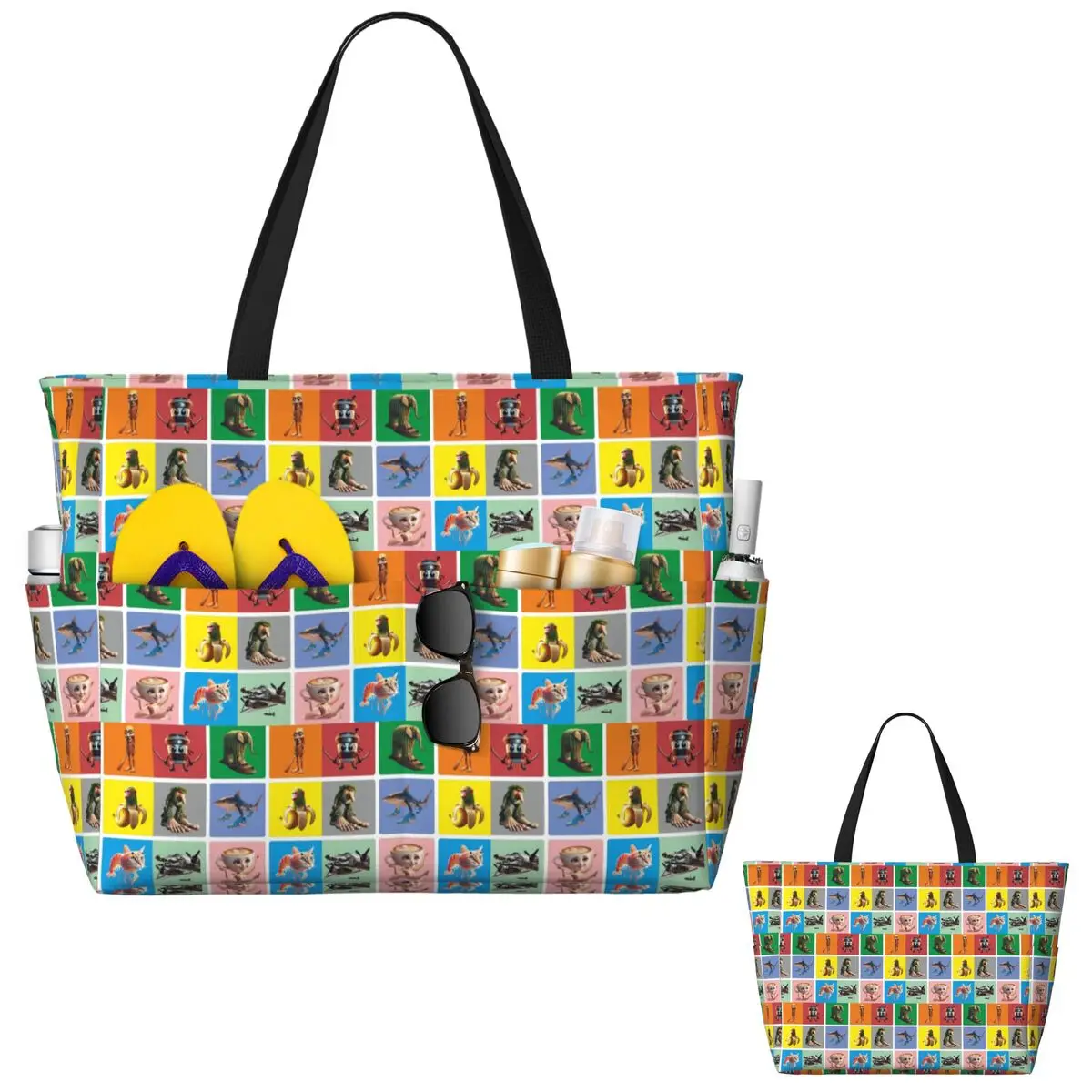 Italian Brain Rot Anomaly Beach Tote Bag Sport Gym Yoga Duffle Large Tote Bag Women Travel Bag Fitness bag