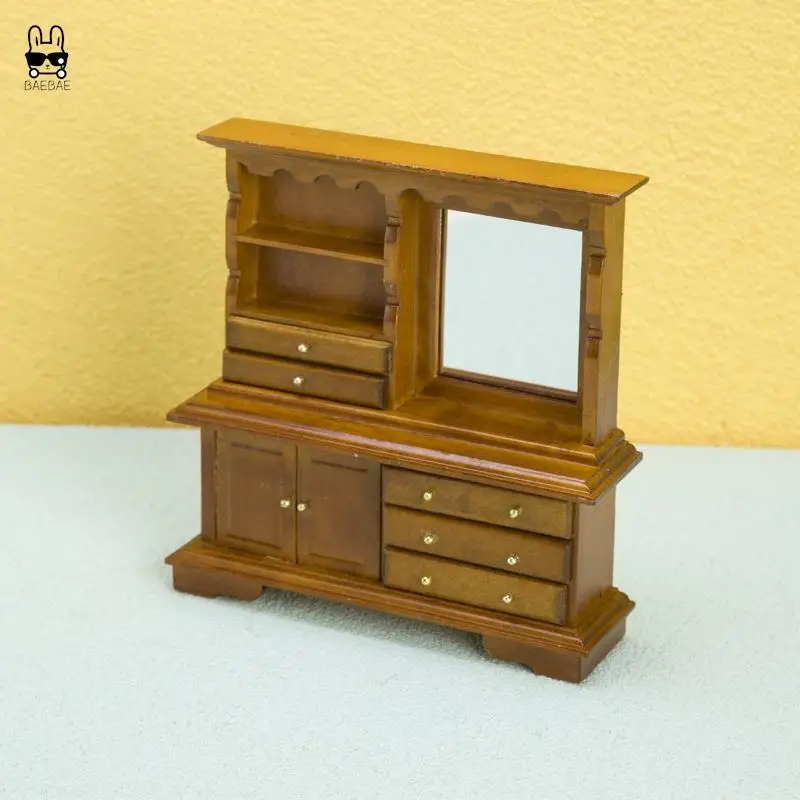 1:12 Miniature Dresser Closet TV Book Cake Bedside Table Cabinet Bookcase Cupboard Model Dollhouse Furniture Decor DIY Toys