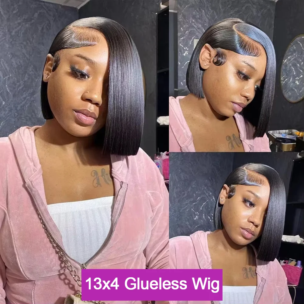 100% باروكة من شعر طبيعي غلويليس مضفر إغلاق Hd الدانتيل الباروكة الأمامية قبل قطع الفيتنامية مستقيم قصير بوب الدانتيل شعر مستعار أمامي للنساء #3