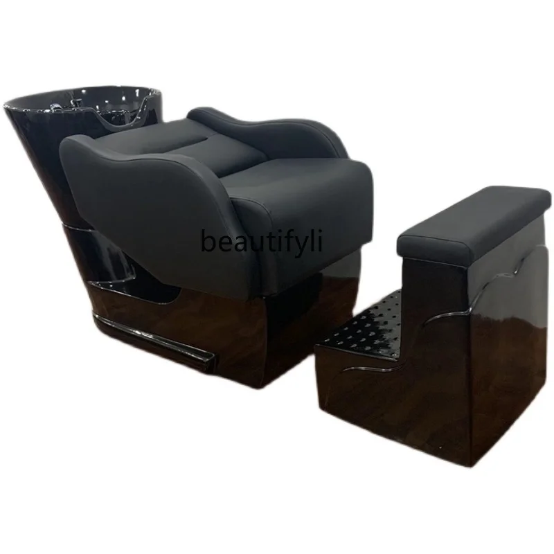 Hair Salon Shampoo Chair Barber Shop Half Lying Shampoo Chair for Hair Salon Fiberglass Deepening Basin Punch Bed