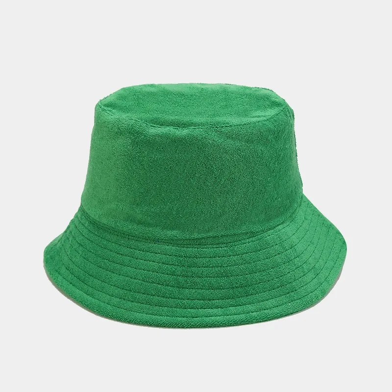 Terry Cloth Bucket Hat Outdoor Panama Candy Color Sun Fisherman Hat Neutral Solid Color Fashion Hat Towel Bucket