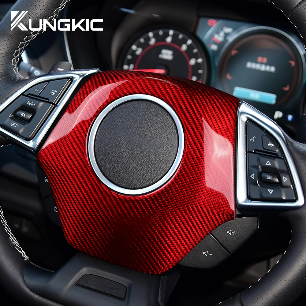 

1pcs For Chevrolet Camaro 2016 2017 2018 2019 2020 2021 2022 2023 Real Hard Carbon Fiber Cover Car Steering Wheel Center Sticker