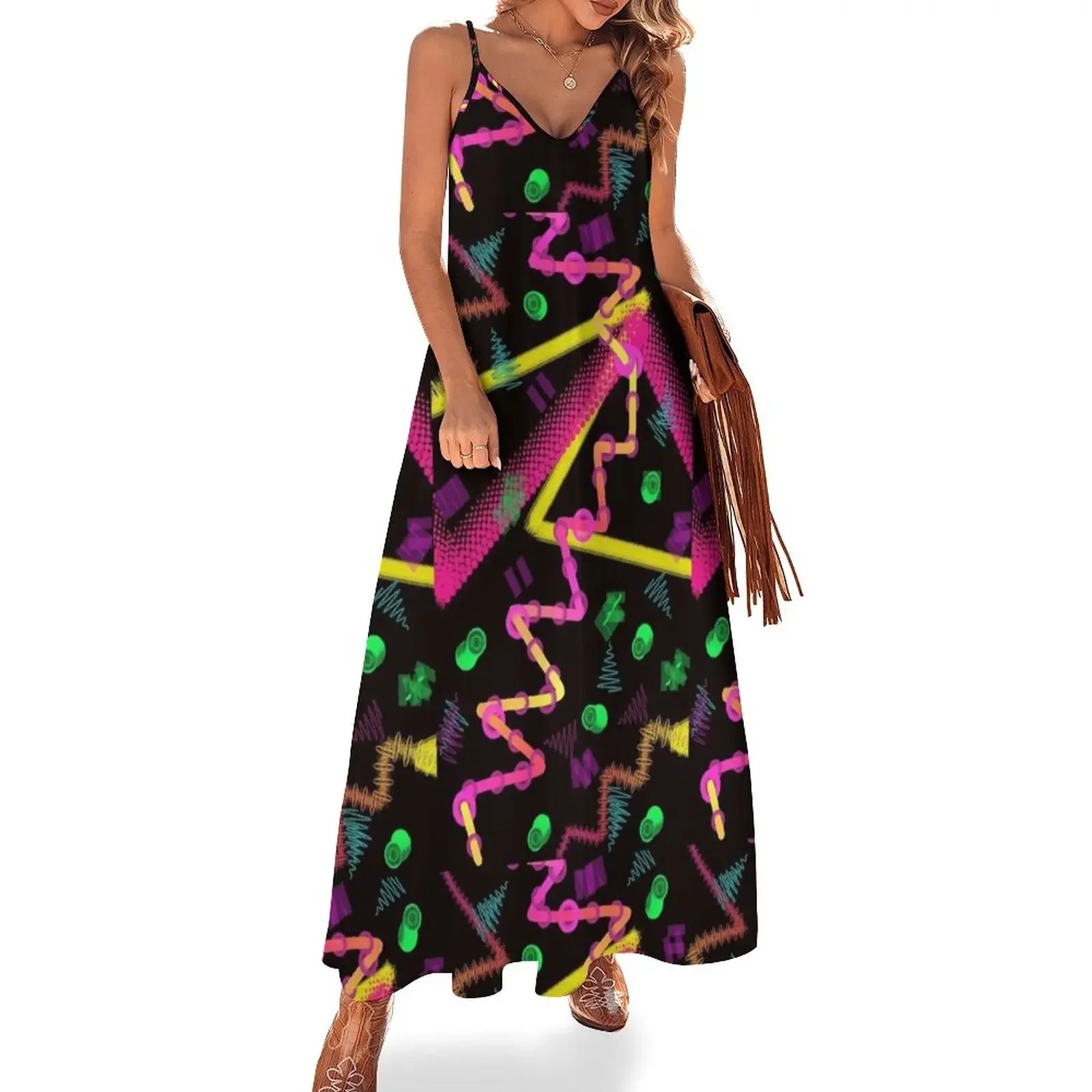 

Spacey Party 80's patterns and shapes Sleeveless Dress luxury dresses summer clothes Dress
