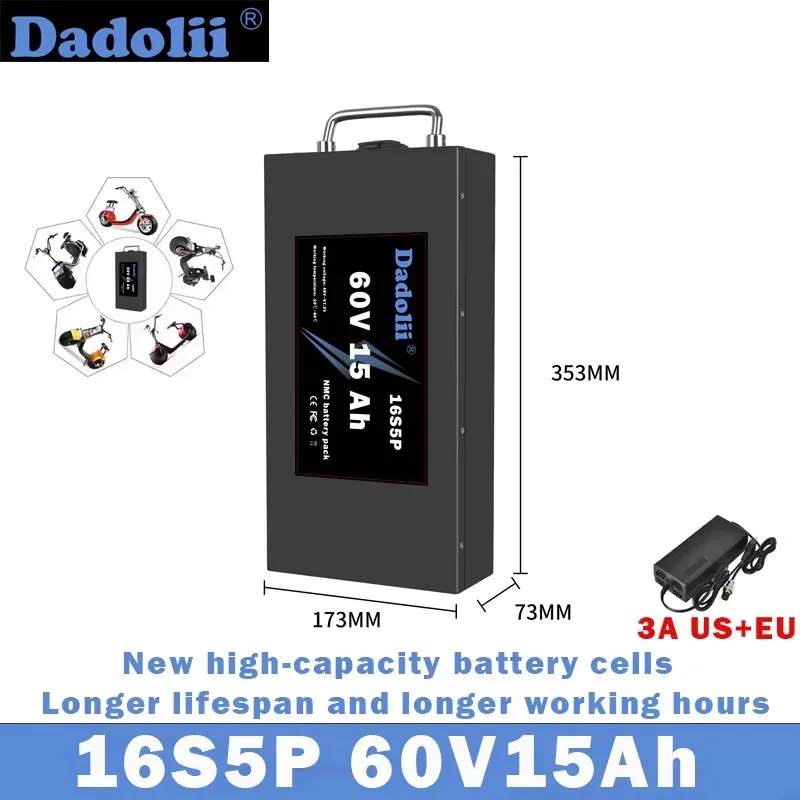 16S8P 24Ah Waterproof 18650 Li-Ion Battery for Harley Citycoco 60V Electric Motorcycles Scooters