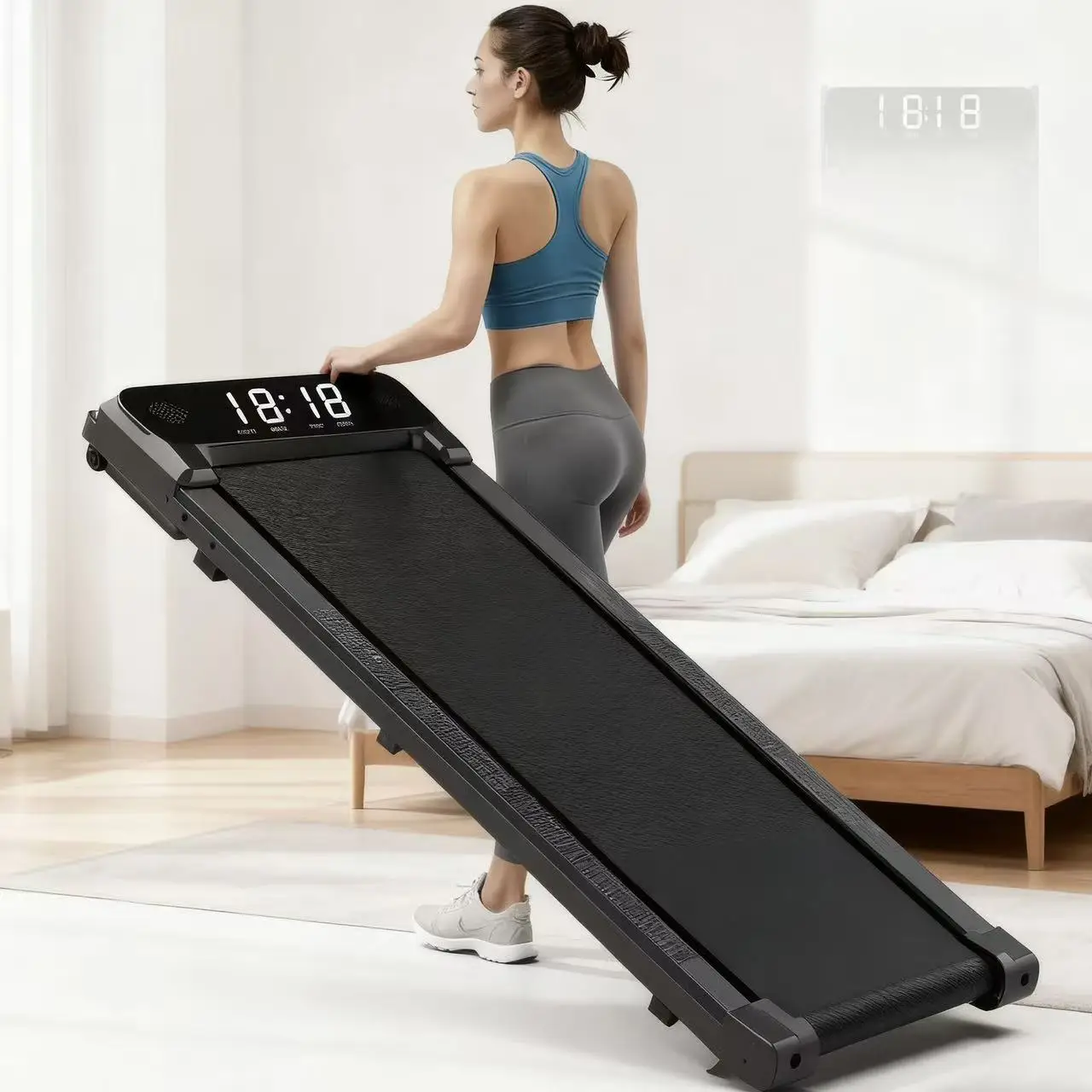 Under Desk Electric Treadmill for Home Office 7.5HP Motor Double Shock-Absorbent Treadmill with Remote and LED Display