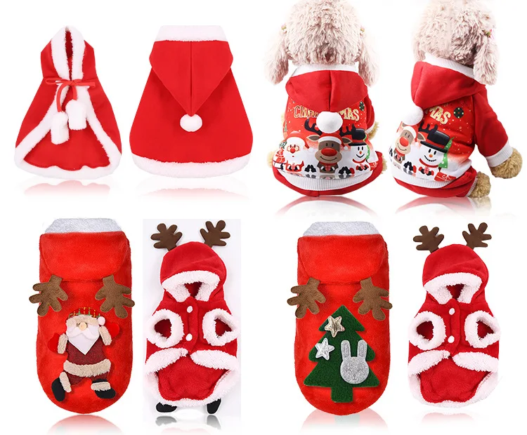 Christmas Dog Clothes Winter Pet Clothes for Small Dog Coat Jacket Costume Hoodies Warm Cat Santa Claus Christmas Pet Apparel 93