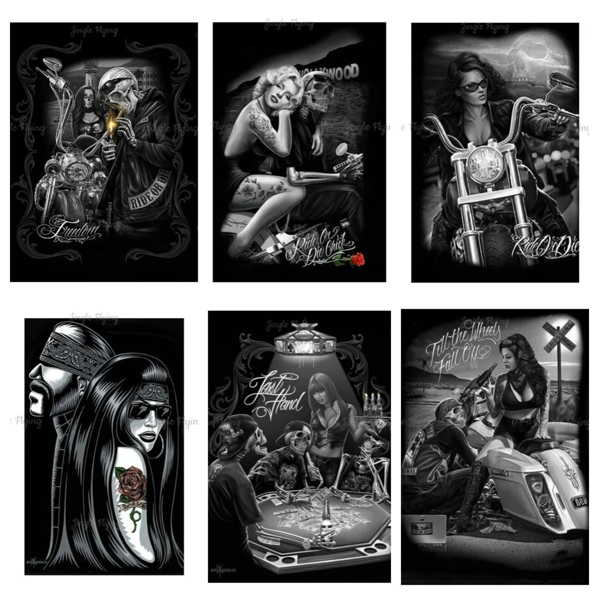 Rebellious Girl Classic Motorbike Knight Tattoo Free Culture Vintage Metal Tin Signs For Bar Wall Home Wall Decor