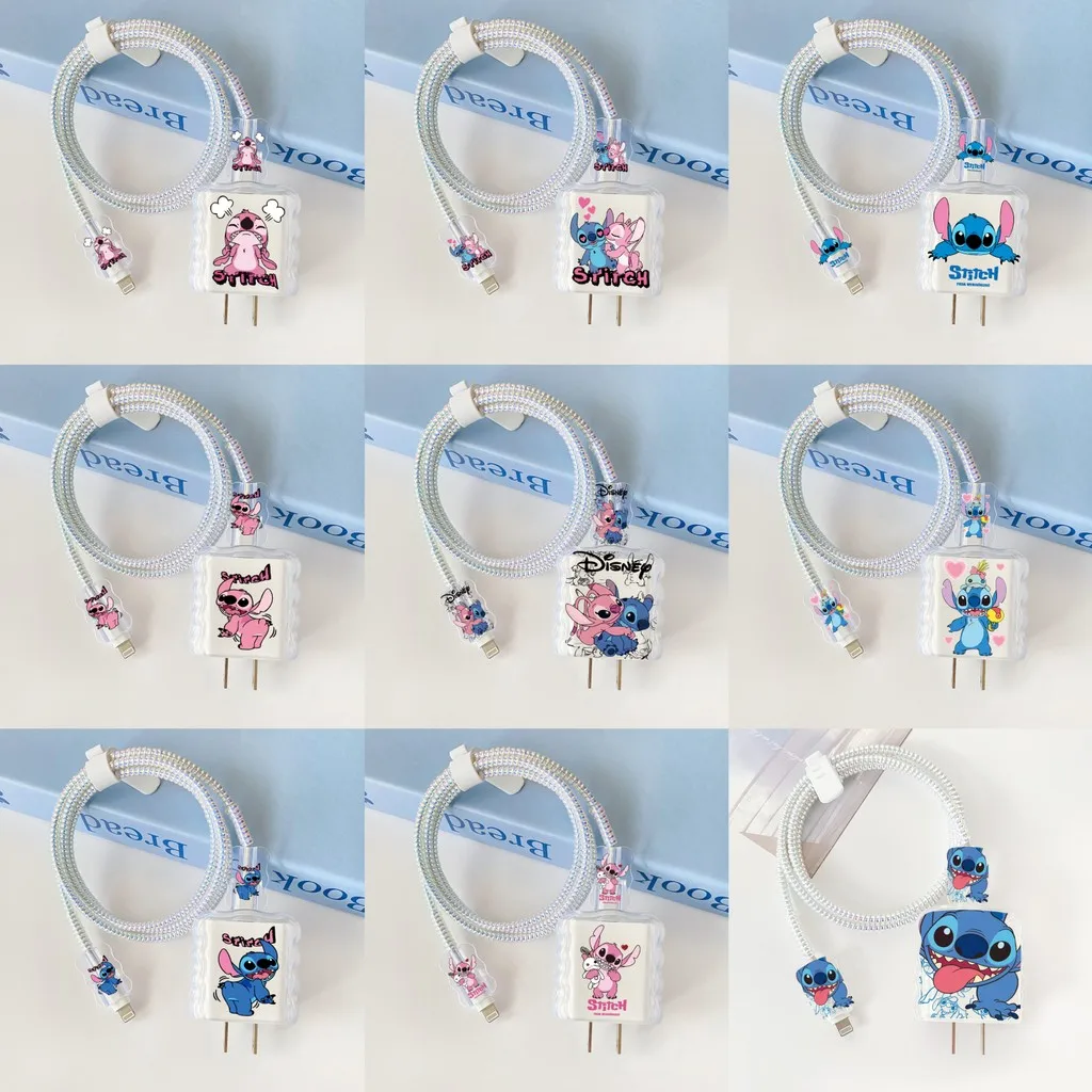 

Cable Protector for Apple 18w/20w Cute Cartoon Stitch Charging Data 20w Charger Protective Cover Shell Winder Accessories