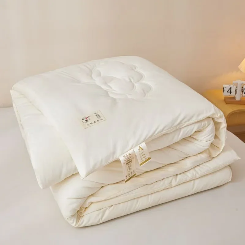 100% Xinjiang Cotton Filled Super Soft Four Season Quilt Lightweight Fluffy Warm Duvet Grade A Comfort Single Double Bed Blanket