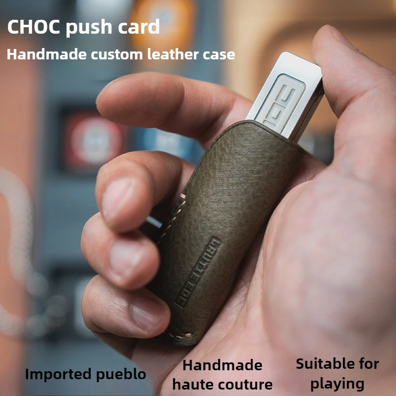 LAUTIE CHOC Chocolate Brand Promotion Special Handmade Leather Cover EDC Portable Storage Cowhide Protective Cover Desktop Toy