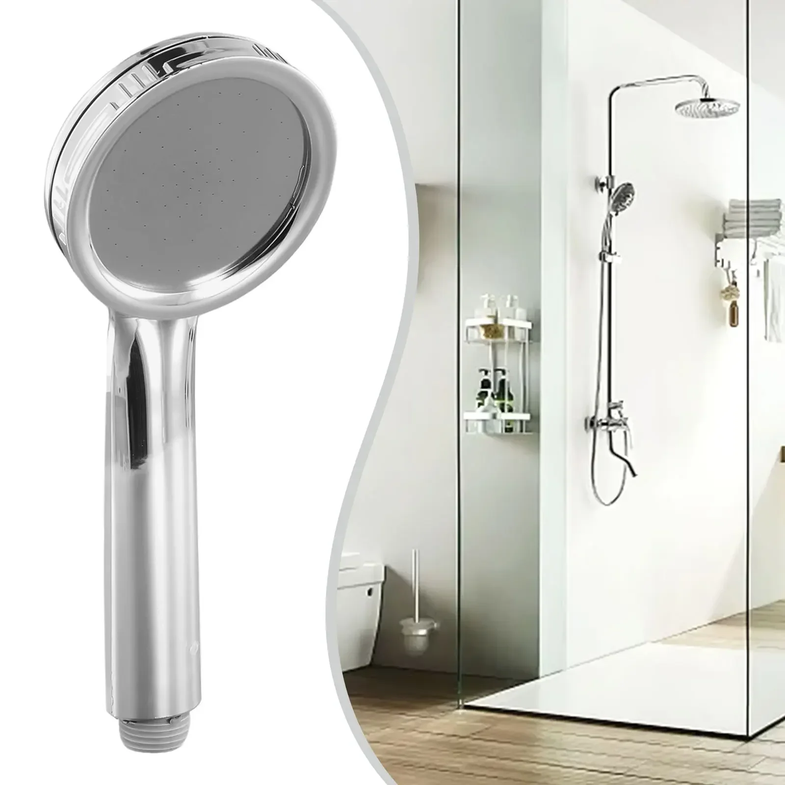 

Water Saving Shower Heads Silver Shower Head For-Turbo High-Pressure Energy Water Saving Bathroom Handheld Showers Accessories